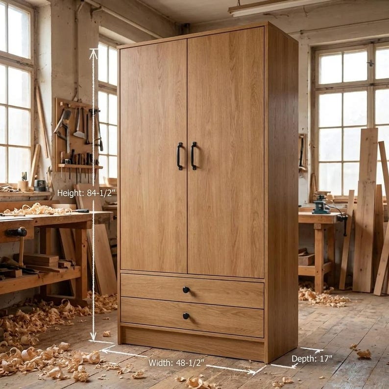 DIY DIY Wardrobe Plans | Montessori Kids Closet Blueprint (PDF Download) Woodworking Blueprint - Step-by-Step Plan thumbnail 2