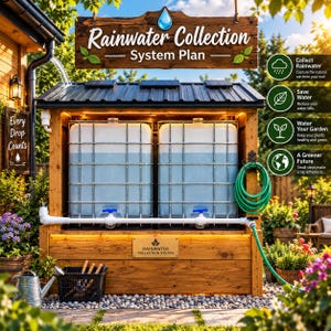 DIY Rainwater Collection System Plans | IBC Tote Enclosure Blueprint (PDF Download)