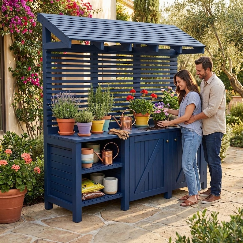 DIY DIY Potting Bench Plans with Storage | Garden Workbench Blueprint (PDF Download) Woodworking Blueprint - Step-by-Step Plan thumbnail 3