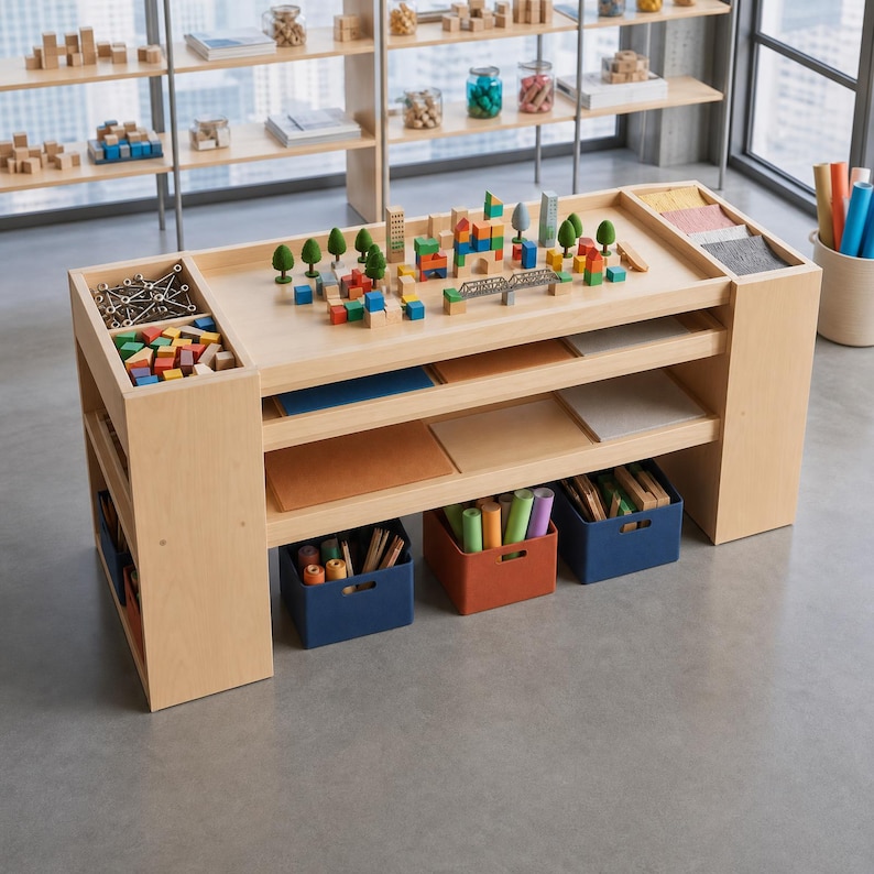 DIY DIY Building Block & Train Table Plans PDF | Kids Activity Table Blueprint | Montessori Toy Storage Build | Playroom Furniture Woodworking Blueprint - Step-by-Step Plan thumbnail 5