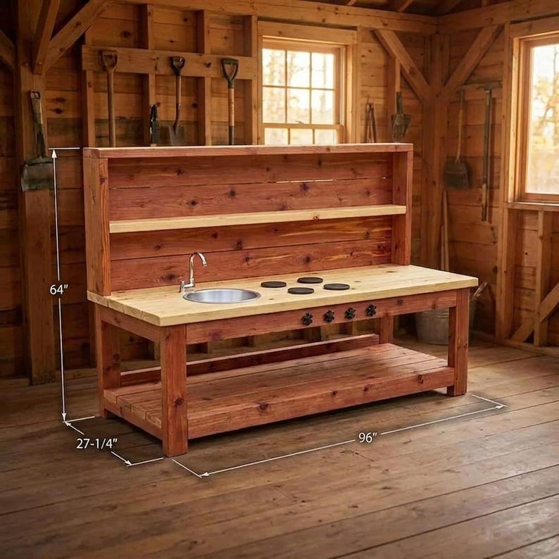 DIY Kids Mud Kitchen Plans | Wooden Outdoor Play Station Blueprint (PDF Download) Woodworking Blueprint - Step-by-Step Plan thumbnail 2
