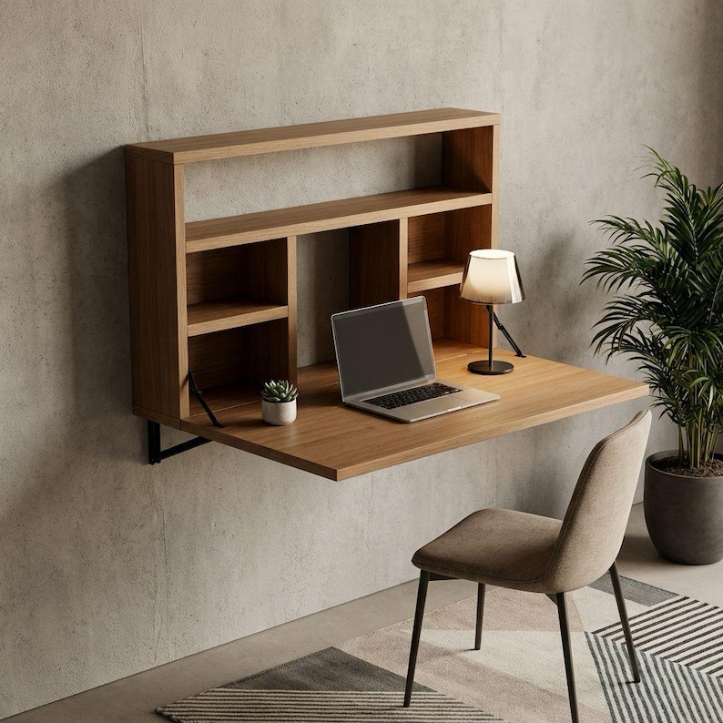 DIY Wall Mounted Folding Desk Plans | Space Saving Wooden Workstation (PDF Download) Woodworking Blueprint - Step-by-Step Plan thumbnail 5