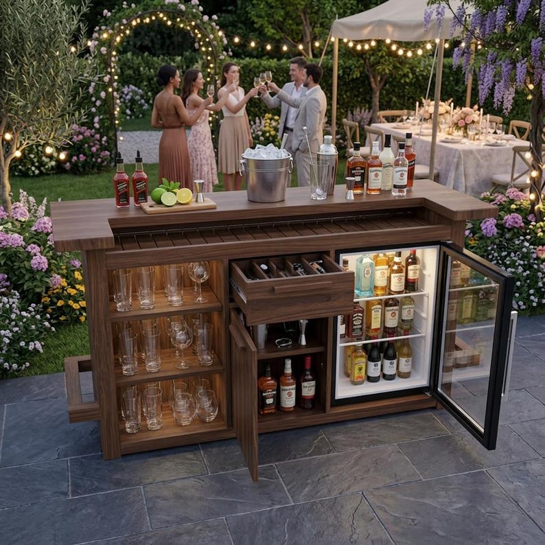DIY Outdoor Plan PDF, Folding Wooden Patio Bar Blueprint, Portable Home (Digital Download) Woodworking Blueprint - Step-by-Step Plan thumbnail 3