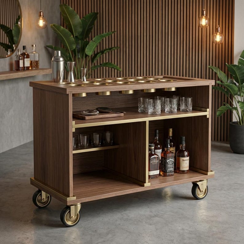 DIY DIY Mobile Bar Cart Plans | Foldable Serving Station (PDF Download) Woodworking Blueprint - Step-by-Step Plan thumbnail 5