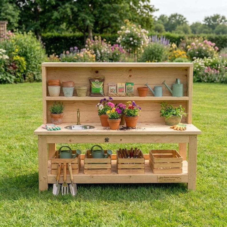 DIY Mud Kitchen Plans PDF | Wide Outdoor Play Kitchen Blueprint for Kids | DIY Sink & Stove Build Woodworking Blueprint - Step-by-Step Plan thumbnail 5