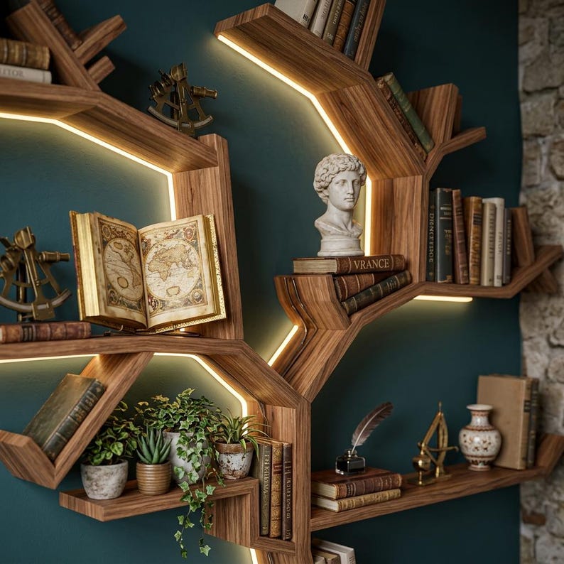 DIY DIY Tree Bookshelf & Bookcase Plans PDF | Wall Mounted Branch Library Blueprint | Nature Inspired Floating Shelf Woodworking Plan Woodworking Blueprint - Step-by-Step Plan thumbnail 4