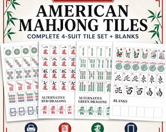 Printable American Mahjong Tiles PDF | Complete 4-Suit Set (Digital Download)