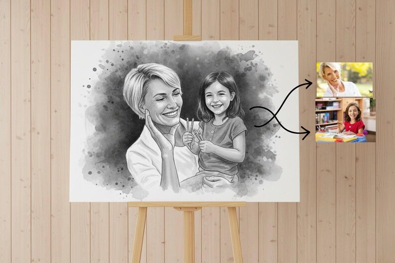 DIY Custom Watercolour Portrait From Photo | Mother Gift Personalized Mom Wall Art Digital Download Woodworking Blueprint - Step-by-Step Plan thumbnail 2