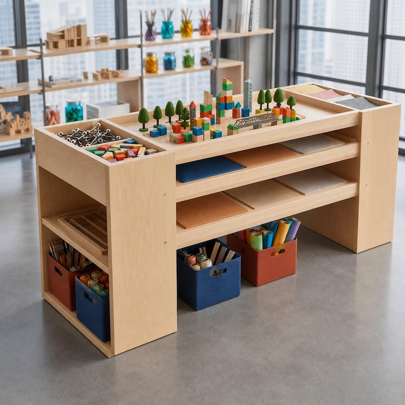 DIY DIY Building Block & Train Table Plans PDF | Kids Activity Table Blueprint | Montessori Toy Storage Build | Playroom Furniture Woodworking Blueprint - Step-by-Step Plan thumbnail 1
