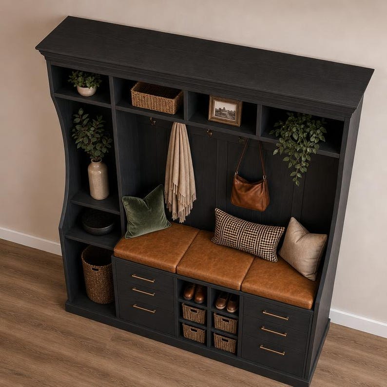 DIY Built-In Cabinets Plans, Mudroom Hall Tree Blueprint, Wall Unit Storage (Digital Download) Woodworking Blueprint - Step-by-Step Plan thumbnail 3