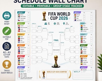 FIFA World Cup 2026 Bracket Poster | Group Stage Knockout Tracker (PDF)