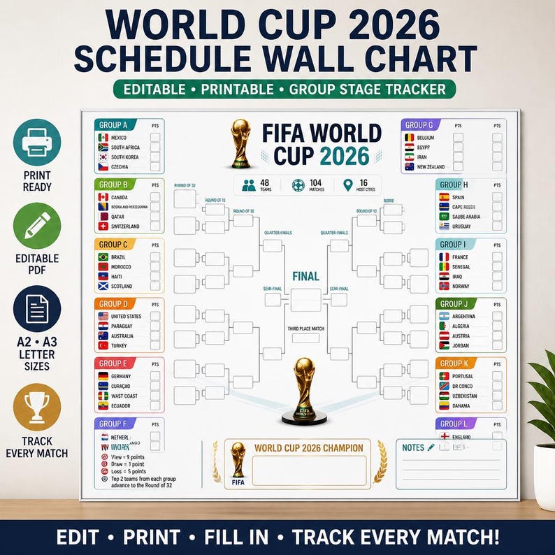DIY FIFA World Cup 2026 Bracket Poster | Group Stage Knockout Tracker (PDF) Woodworking Blueprint - Step-by-Step Plan thumbnail 1
