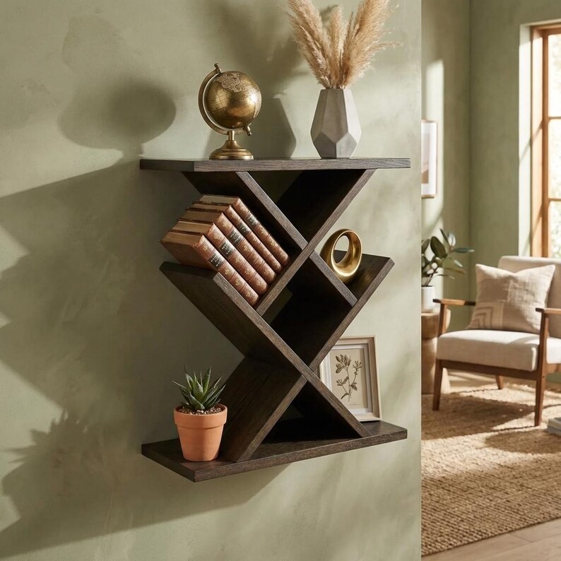 DIY DIY Wooden Floating Shelf Plans: Modern Geometric Shelf (PDF) Woodworking Blueprint - Step-by-Step Plan thumbnail 1