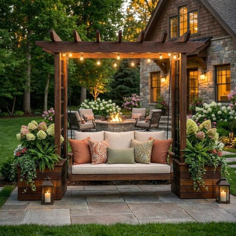 DIY DIY Pergola Swing Chair Plans | Free Standing Arbor Swing Frame & Porch Bench Woodworking PDF Woodworking Blueprint - Step-by-Step Plan thumbnail 5