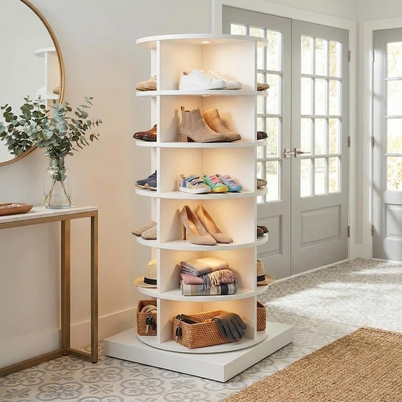 DIY DIY Rotating Shoe Rack Plans | Spinning Shoe Carousel & Tower Woodworking Blueprint PDF Woodworking Blueprint - Step-by-Step Plan thumbnail 1