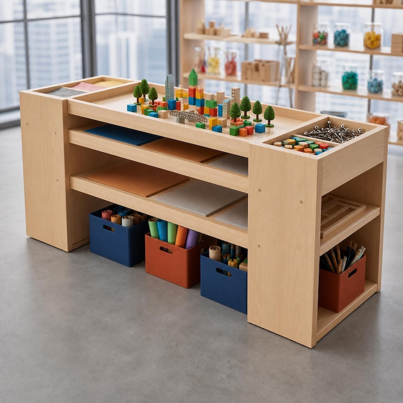 DIY DIY Building Block & Train Table Plans PDF | Kids Activity Table Blueprint | Montessori Toy Storage Build | Playroom Furniture Woodworking Blueprint - Step-by-Step Plan thumbnail 4