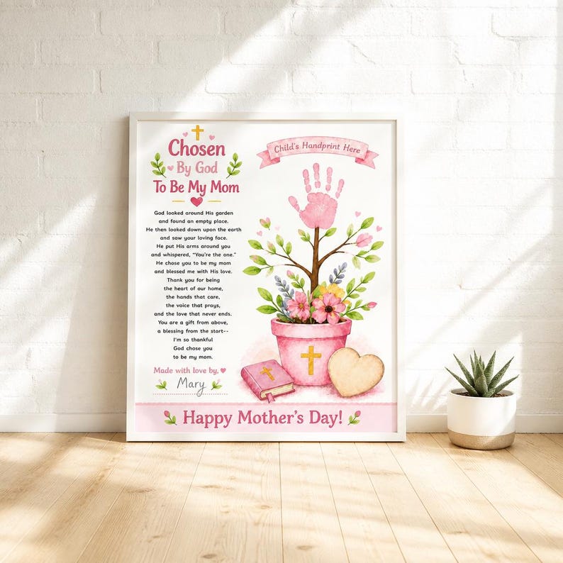 DIY Christian Mother's Day Handprint Craft | God Chose You Poem (PDF) Woodworking Blueprint - Step-by-Step Plan thumbnail 4