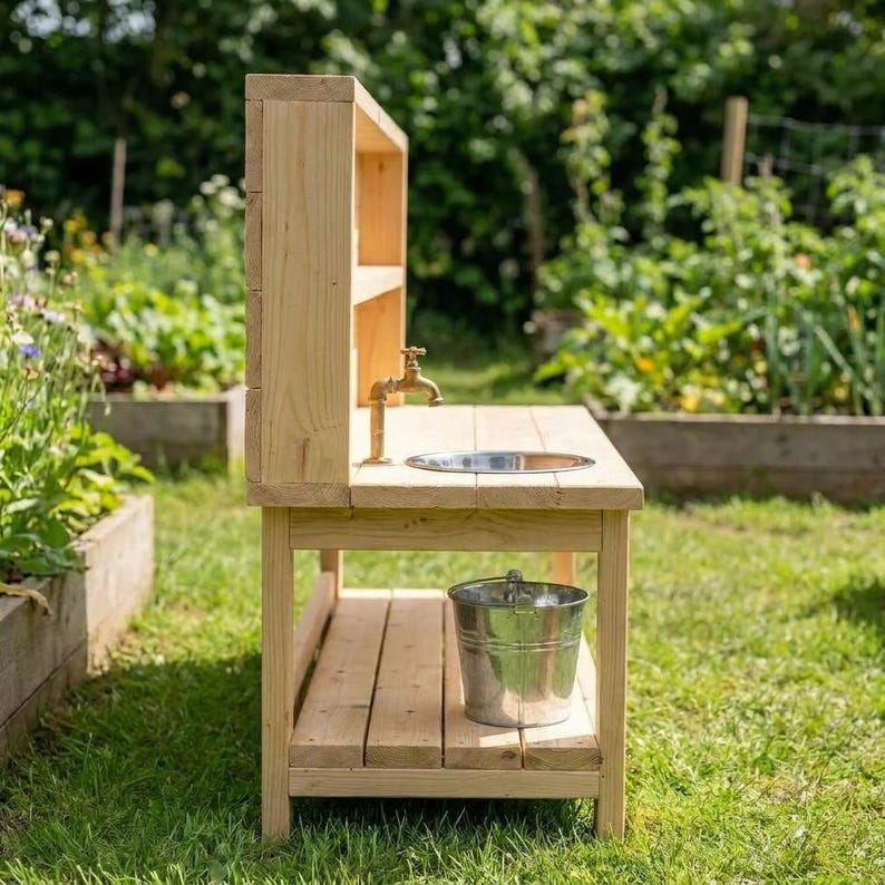 DIY Kids Mud Kitchen Plans | Wooden Outdoor Play Station Blueprint (PDF Download) Woodworking Blueprint - Step-by-Step Plan thumbnail 6