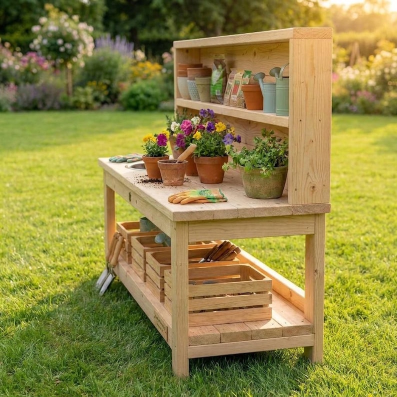 DIY Mud Kitchen Plans PDF | Wide Outdoor Play Kitchen Blueprint for Kids | DIY Sink & Stove Build Woodworking Blueprint - Step-by-Step Plan thumbnail 3