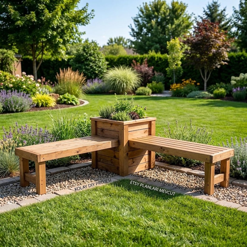 DIY L Shaped Corner Bench Plans | Built-In Planter Box Seating (PDF Download) Woodworking Blueprint - Step-by-Step Plan thumbnail 3