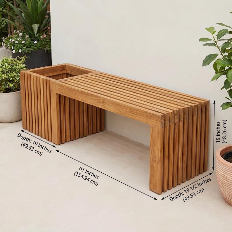 DIY Planter Bench Woodworking Plans | Slatted Outdoor Seating Blueprint (PDF Download) Woodworking Blueprint - Step-by-Step Plan thumbnail 2