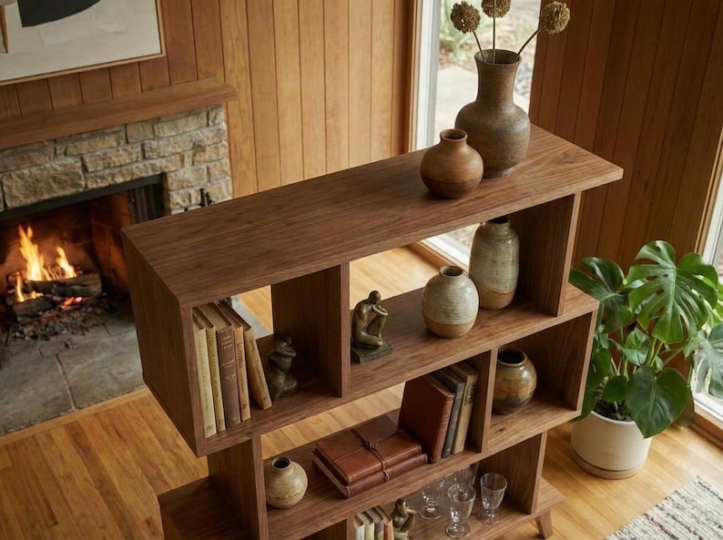 DIY Mid-Century Modern Bookshelf Plans | Geometric Asymmetrical Bookcase Blueprint (PDF Download) Woodworking Blueprint - Step-by-Step Plan thumbnail 9