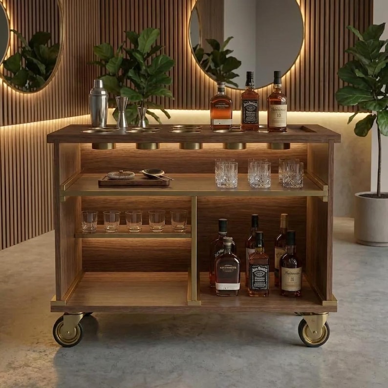 DIY DIY Mobile Bar Cart Plans | Foldable Serving Station (PDF Download) Woodworking Blueprint - Step-by-Step Plan thumbnail 3