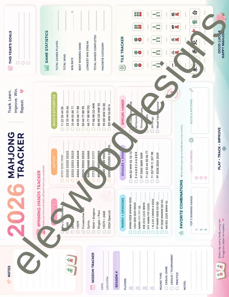 DIY 2026 Mahjong Hand Tracker PDF | NMJL Card Download (Digital Download) Woodworking Blueprint - Step-by-Step Plan thumbnail 4