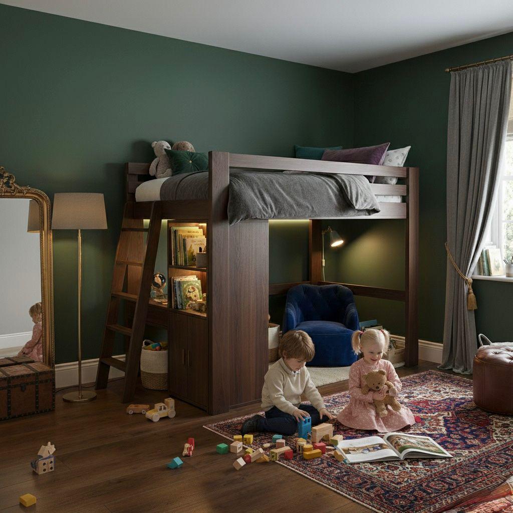 Twin Loft Bed Plans with Stairs & Desk | Space Saving High Sleeper Frame (PDF Download)