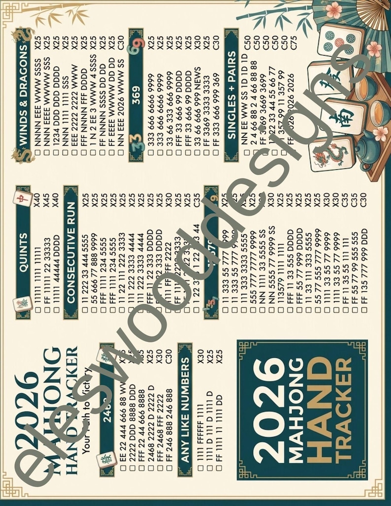 DIY 2026 Mahjong Hand Tracker PDF | NMJL Card Download (Digital Download) Woodworking Blueprint - Step-by-Step Plan thumbnail 2