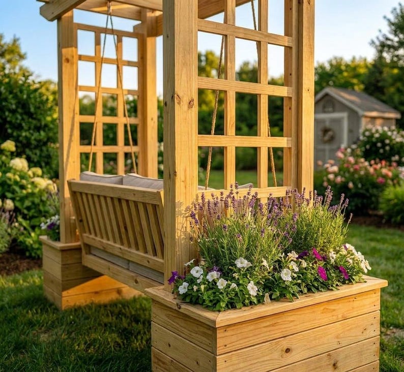 DIY Arbor Swing Plans | Freestanding A-Frame Pergola Canopy Blueprint (PDF Download) Woodworking Blueprint - Step-by-Step Plan thumbnail 3