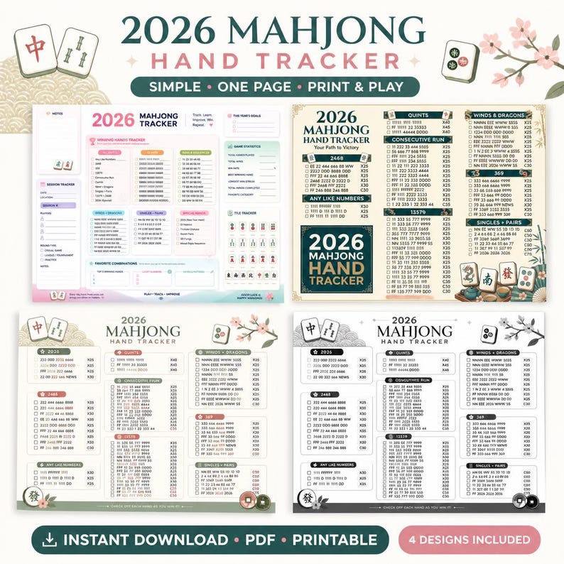 DIY 2026 Mahjong Hand Tracker PDF | NMJL Card Download (Digital Download) Woodworking Blueprint - Step-by-Step Plan thumbnail 1