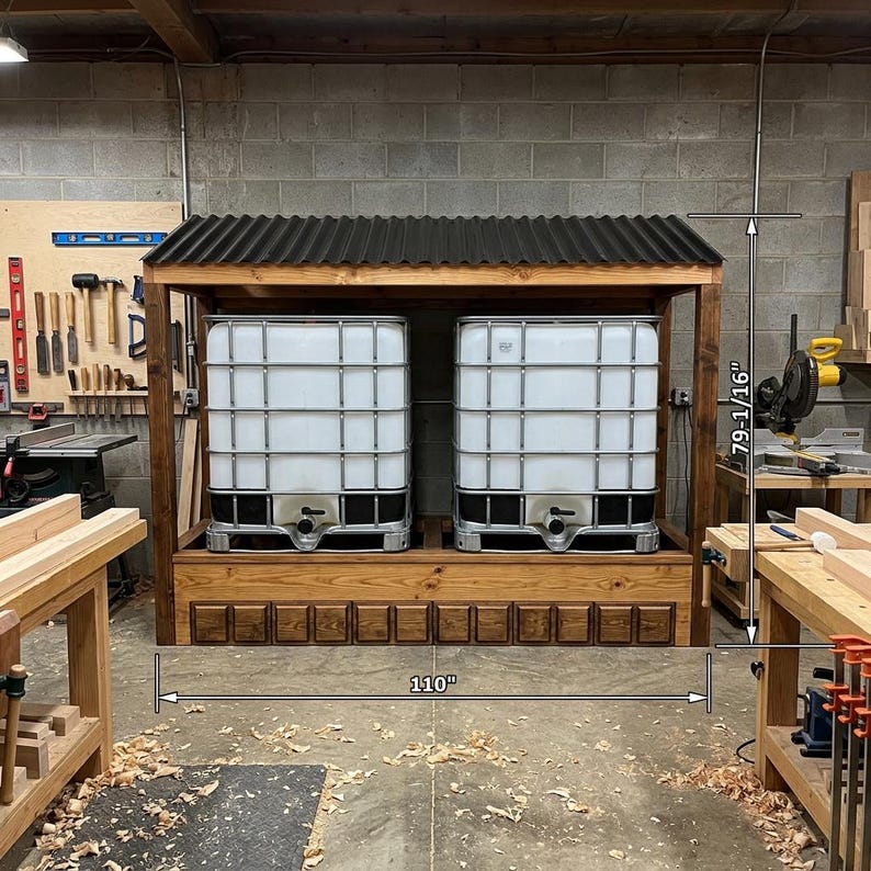 DIY DIY Rainwater Collection System Plans | IBC Tote Enclosure Blueprint (PDF Download) Woodworking Blueprint - Step-by-Step Plan thumbnail 2