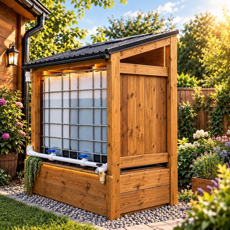 DIY DIY Rainwater Collection System Plans | IBC Tote Enclosure Blueprint (PDF Download) Woodworking Blueprint - Step-by-Step Plan thumbnail 3
