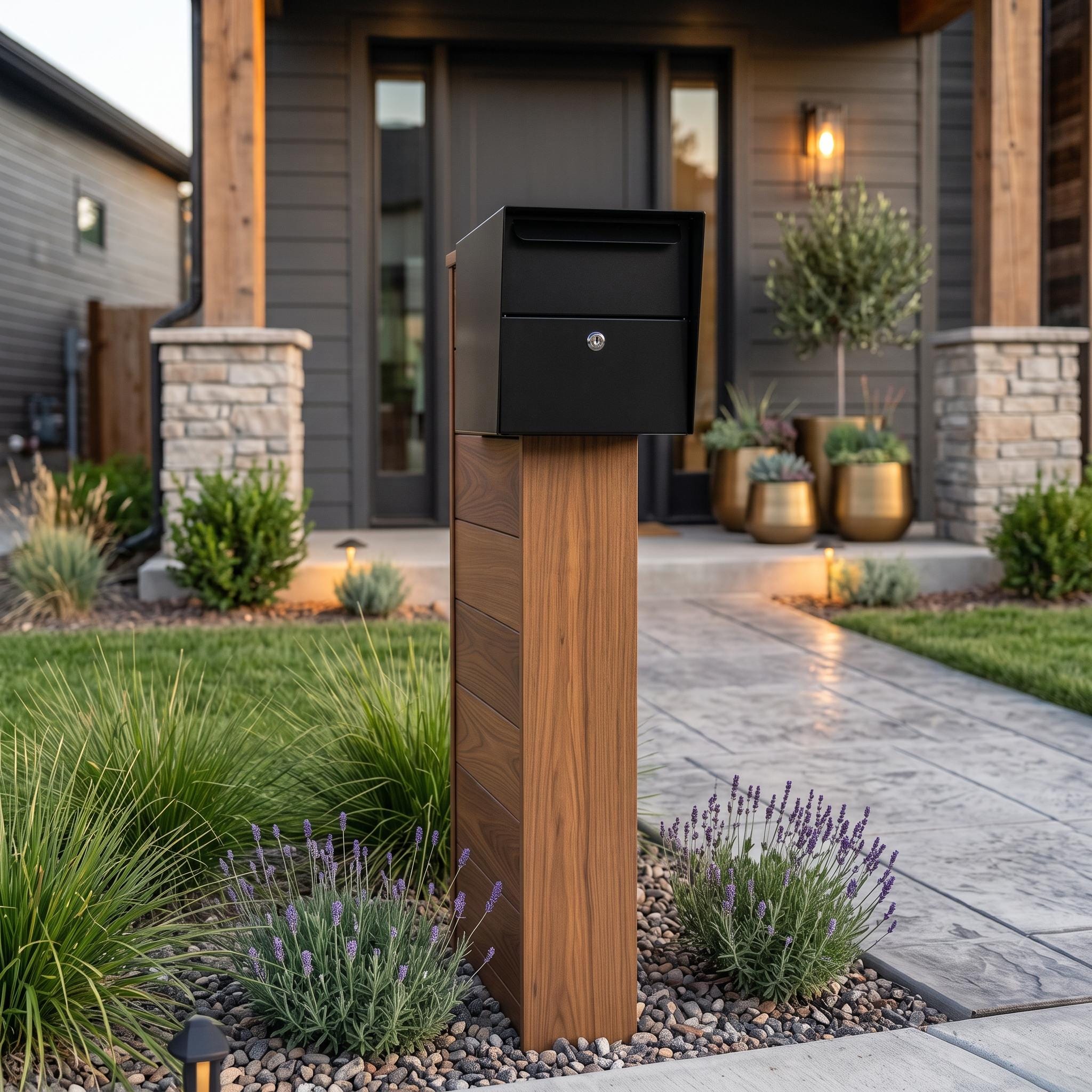 DIY Modern Mailbox Post Plans — 3D exploded assembly view