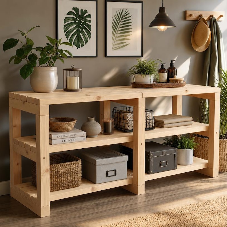 DIY DIY Wall Shelf Plans PDF, Wood Shoe Rack Plans, Standing Shelf Woodworking Blueprint, Entryway Bathroom Console, Digital Download Woodworking Blueprint - Step-by-Step Plan thumbnail 2