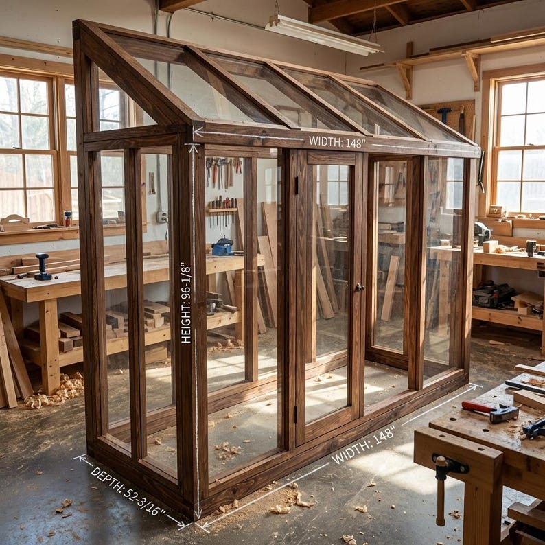 DIY DIY Lean-To Greenhouse Plans | Wood Patio Garden Glasshouse Blueprint (PDF Download) Woodworking Blueprint - Step-by-Step Plan thumbnail 4