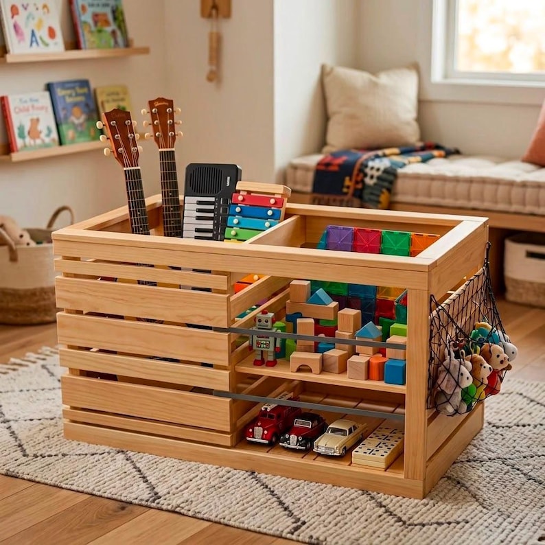 DIY Toy Box Plans PDF | Stacking Wood Bins, Kids Storage Build (Digital Download) Woodworking Blueprint - Step-by-Step Plan thumbnail 1