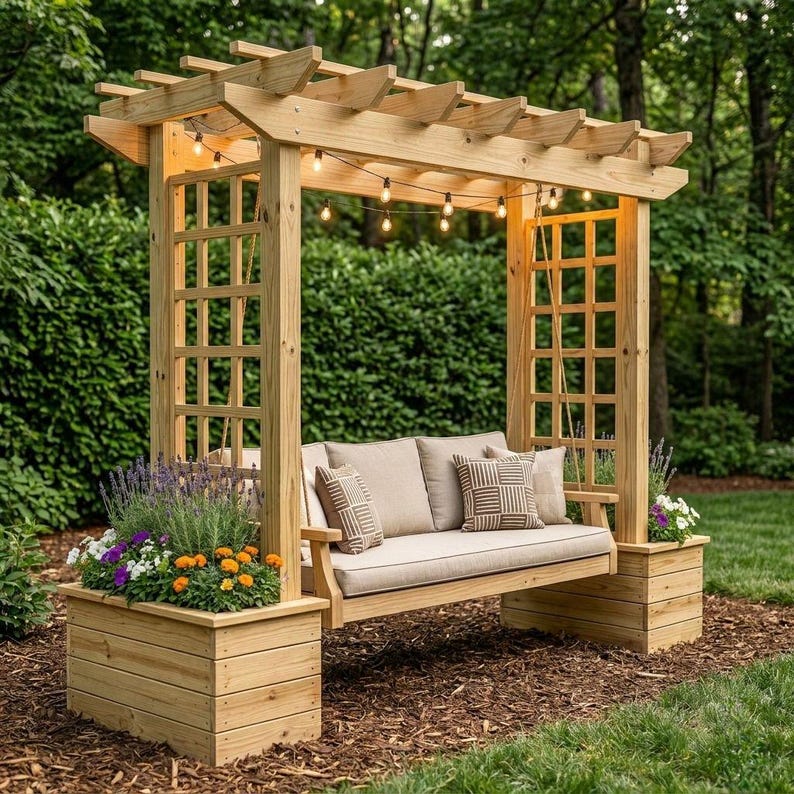 DIY Arbor Swing Plans | Pergola Roof, A-Frame Freestanding (PDF Download) Woodworking Blueprint - Step-by-Step Plan thumbnail 4