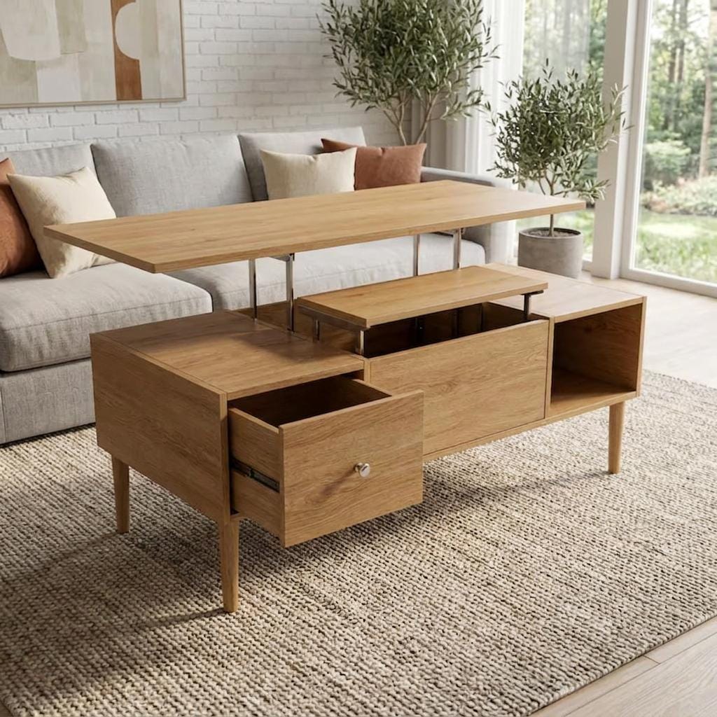 DIY Lift Top Coffee Table Plans | Mid-Century Modern Storage Blueprint PDF Download