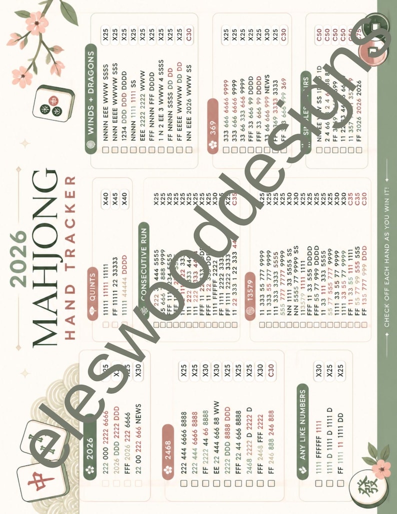 DIY 2026 Mahjong Hand Tracker PDF | NMJL Card Download (Digital Download) Woodworking Blueprint - Step-by-Step Plan thumbnail 3