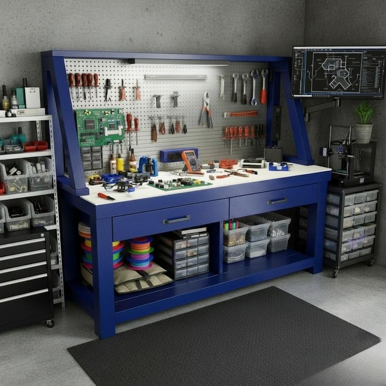 DIY DIY Workbench Plans with Drawers & Pegboard | Garage Workshop Woodworking PDF Download Woodworking Blueprint - Step-by-Step Plan thumbnail 3