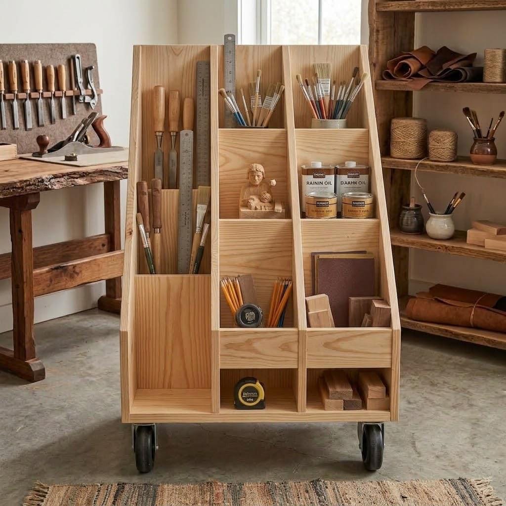 DIY Rolling Plywood Cart Plans | Mobile Woodshop Organizer (PDF Blueprint)