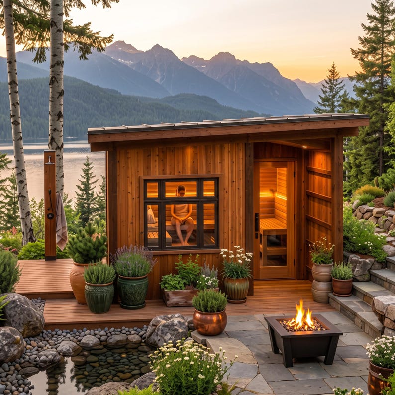 DIY DIY Modern Outdoor Sauna Plans PDF | Backyard Blueprint With Window & Shower Porch | Digital Download Woodworking Blueprint - Step-by-Step Plan thumbnail 4