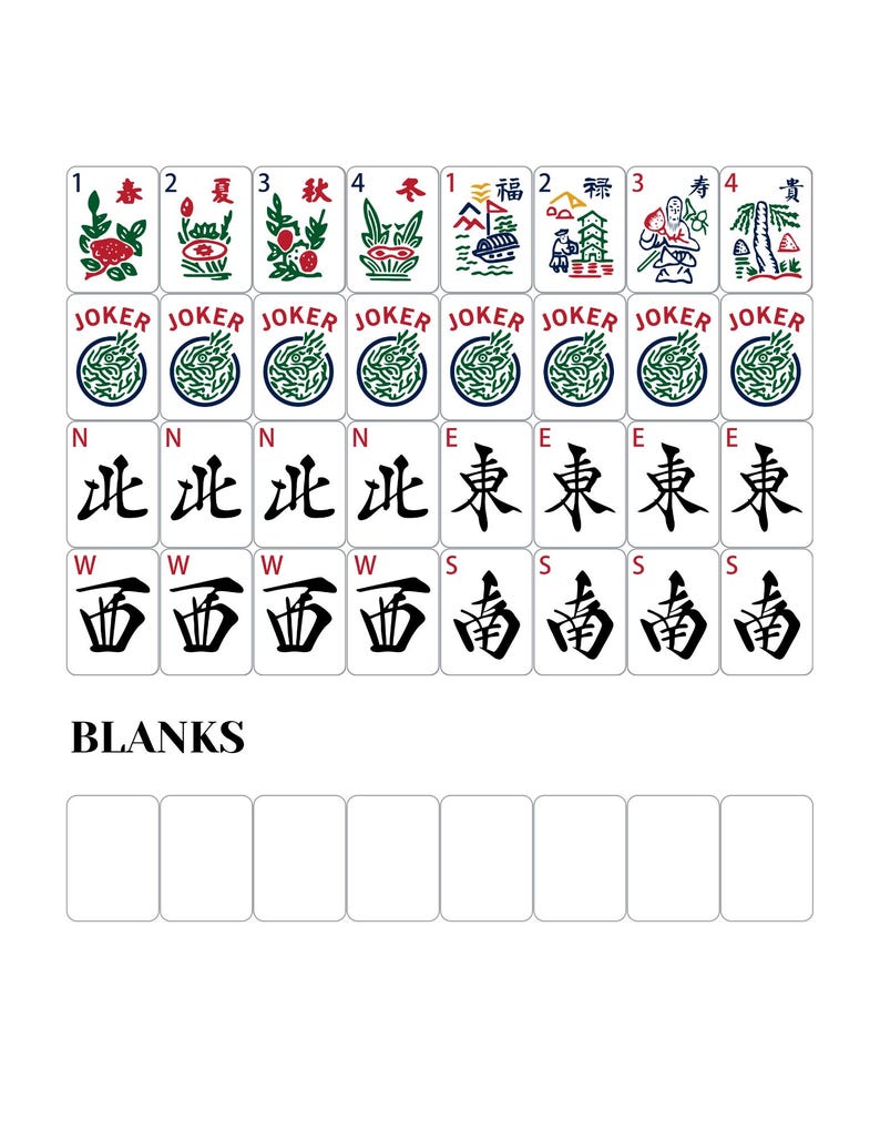 DIY Printable American Mahjong Tiles PDF | Complete 4-Suit Set (Digital Download) Woodworking Blueprint - Step-by-Step Plan thumbnail 5