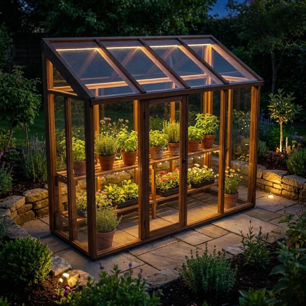 DIY Lean-To Greenhouse Plans | Wood Patio Garden Glasshouse Blueprint (PDF Download)