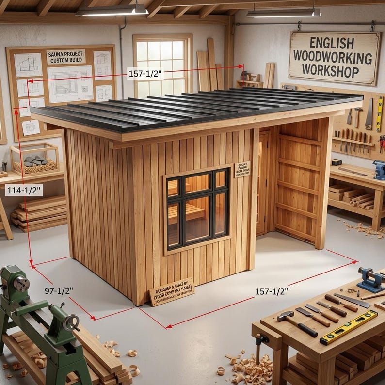 DIY Modern Outdoor Sauna Plans | DIY Cedar Backyard Sauna With Window (PDF Download) Woodworking Blueprint - Step-by-Step Plan thumbnail 2