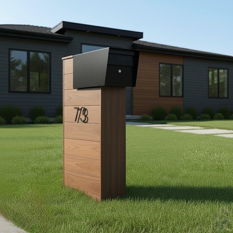 DIY Modern Mailbox Stand Plans: DIY Wooden Post with Planter (PDF Download) Woodworking Blueprint - Step-by-Step Plan thumbnail 2