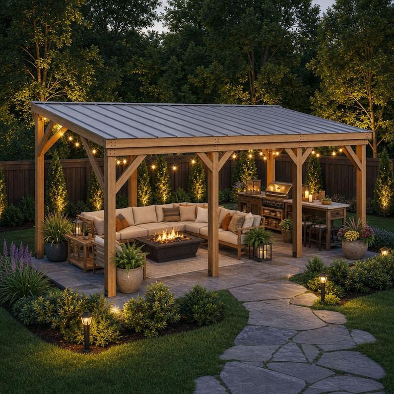 DIY 10x24 Gazebo Build Plans | DIY Backyard Pergola, Pavilion Guide (PDF Download) Woodworking Blueprint - Step-by-Step Plan thumbnail 2