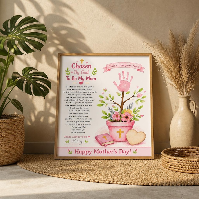 DIY Christian Mother's Day Handprint Craft | God Chose You Poem (PDF) Woodworking Blueprint - Step-by-Step Plan thumbnail 3